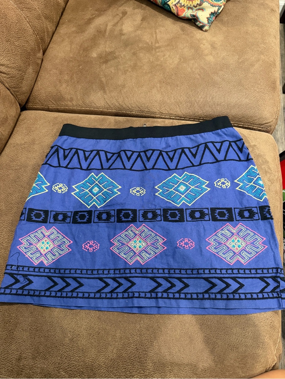 American Eagle Blue Aztec Print Mini Skirt